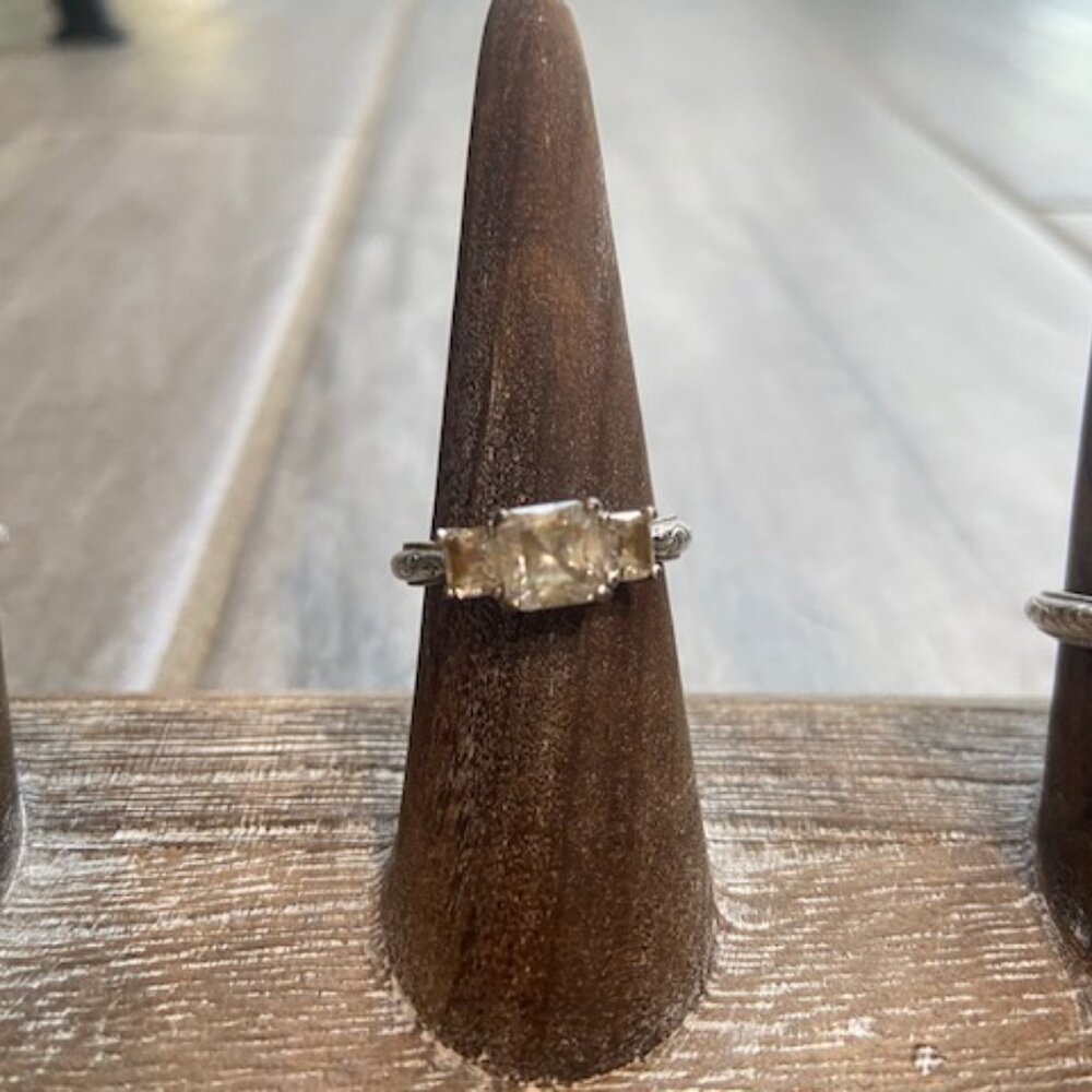 Tacori for Diamonique Three-Stone Ring in Sterling Silver - Size 6.5/7